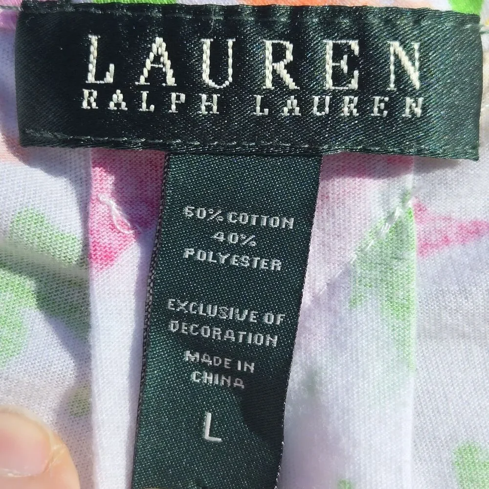 LOT of 2 Lauren Ralph Lauren Womens Nightgown Sleep Shirt Floral Large Cotton - Picture 13 of 14